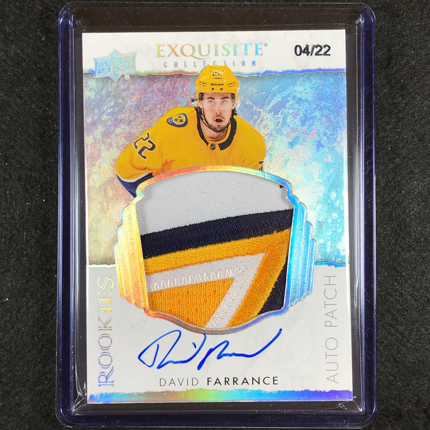 2021-22 The Cup David Farrance Exquisite Collection Rookie Auto Patch 4/22