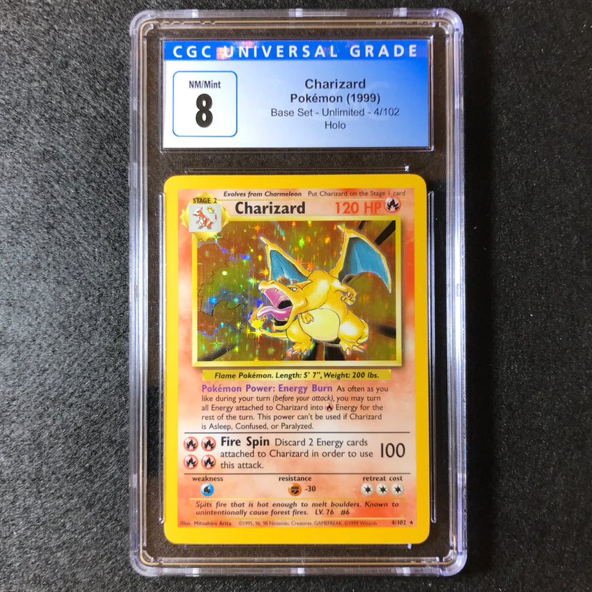 CGC 8 Charizard - 4/102 - Holo Rare 1999 Base Set Unlimited 001