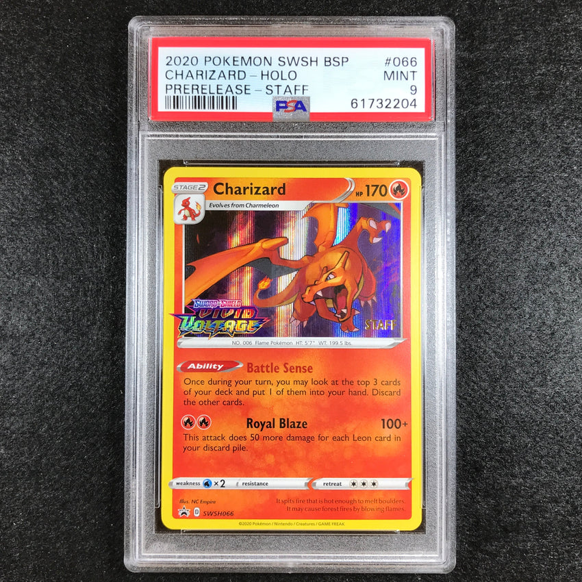PSA 9 Charizard - SWSH066 - STAFF Vivid Voltage Prerelease Promo 204