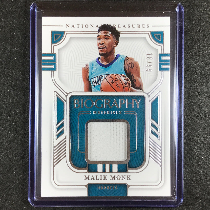 2022-23 National Treasures Malik Monk Biography Materials Jersey Relic 18/99
