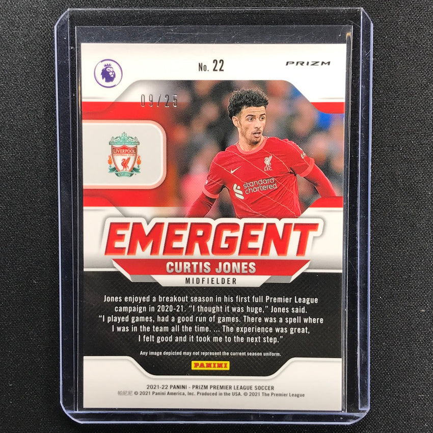 2021-22 Prizm Epl Curtis Jones Emergent Orange 9/25