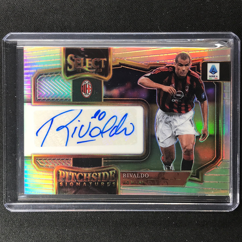 2022-23 Select Serie A Rivaldo Pitchside Signatures Auto Silver Prizm No Riv