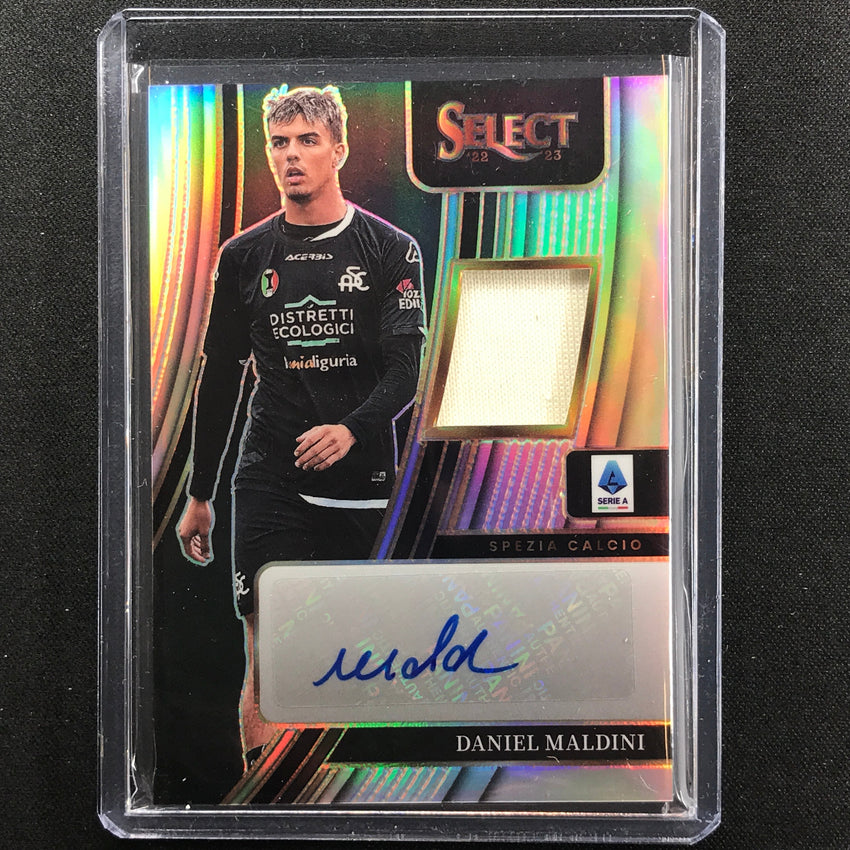 2022-23 Select Serie A Daniel Maldini Memorabilia Relic Auto Silver Prizm No Dma