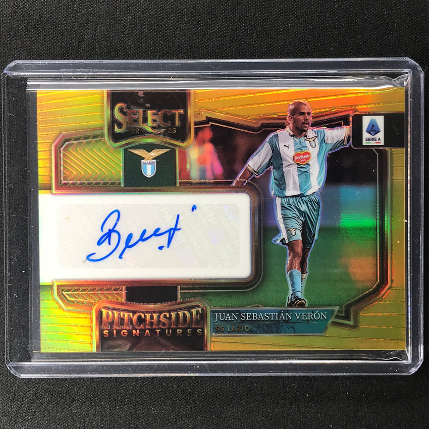 2022-23 Select Serie A Juan Sebastian Veron Pitchside Signatures Auto Gold 5/10