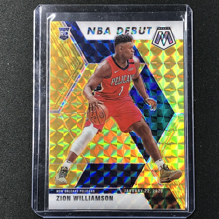 2019-20 Mosaic ZION WILLIAMSON NBA Debut Gold Mosaic Prizm Rookie 10/10 #269-Cherry Collectables
