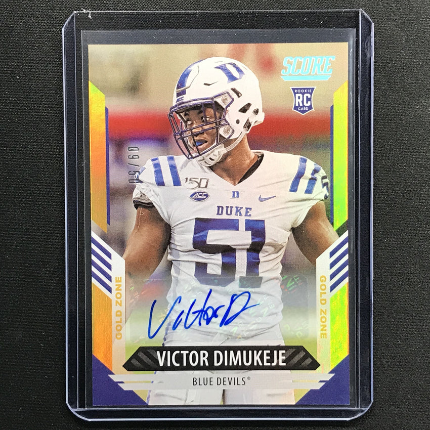 2021 Score Victor Dimukeje Base Rookie Signatures Auto Gold Zone 9/50