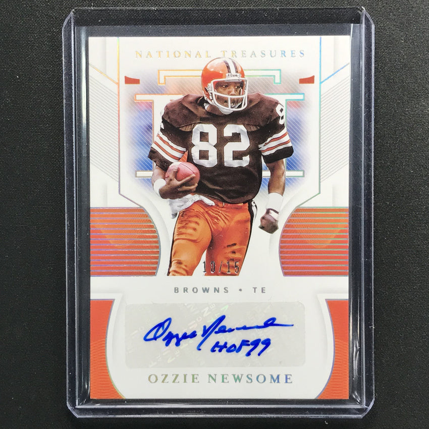 2020 National Treasures Ozzie Newsome Signatures Auto Holo Silver 10/15