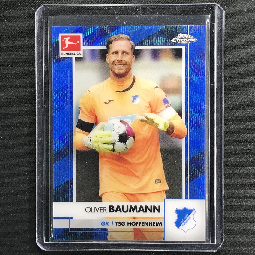 2020-21 Topps Chrome Bundesliga Oliver Baumann Blue Wave Refractor 16/150