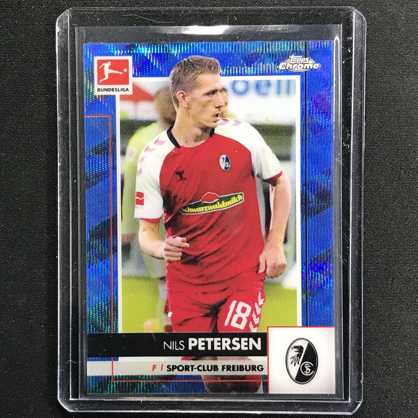 2020-21 Topps Chrome Bundesliga Nils Petersen Blue Wave Refractor 119/150