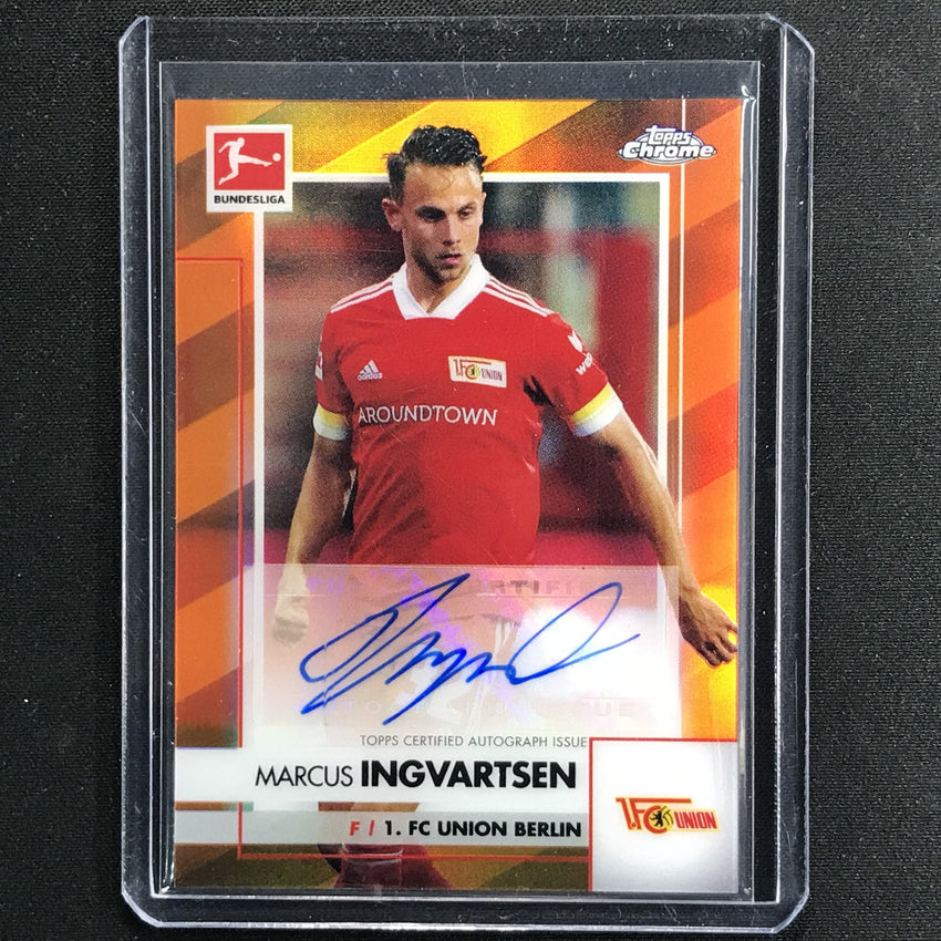 2020-21 Topps Chrome Bundesliga Marcus Ingvartsen Orange Refractor Auto 24/25