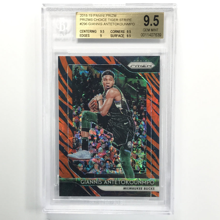 2018-19 Prizm Giannis Antetokounmpo Choice Tiger Stripe Ssp No 296 BGS 9.5 639