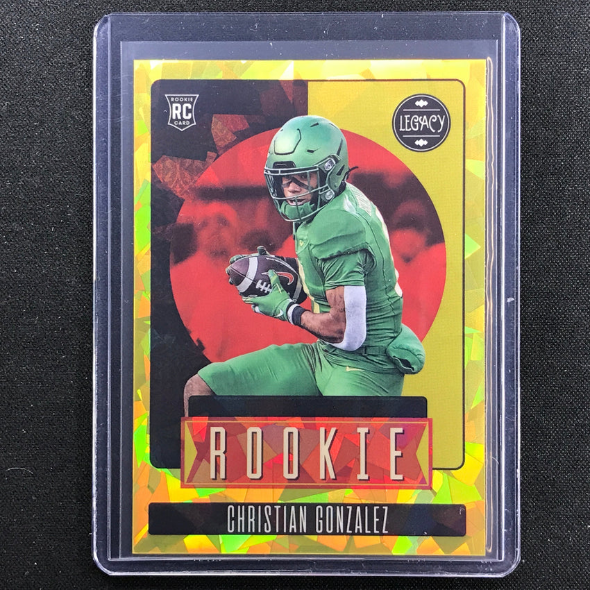 2023 Legacy Christian Gonzalez Rookie Premium Edition Yellow Diamond 1/25