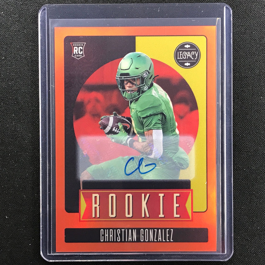 2023 Legacy Christian Gonzalez Rookie Premium Penmanship Auto Orange 79/149
