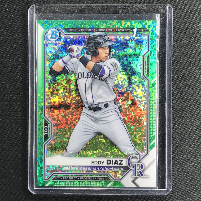2021 Bowman Chrome Eddy Diaz Prospect 1st Bowman Green Mini-diamond /99