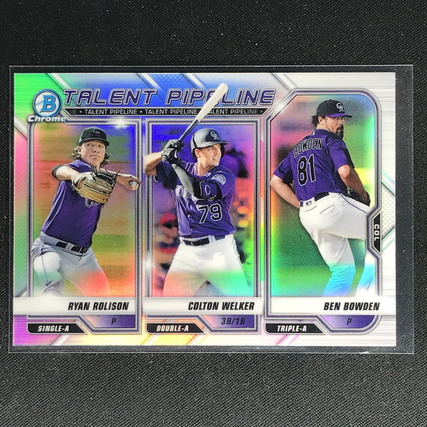 2021 Bowman Chrome ROLISON WELKER BOWDEN Talent Pipeline Refractor #COL