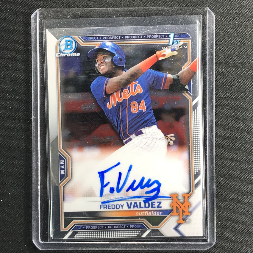 2021 Bowman Chrome FREDDY VALDEZ Prospect 1st Bowman Autograph Base #FV