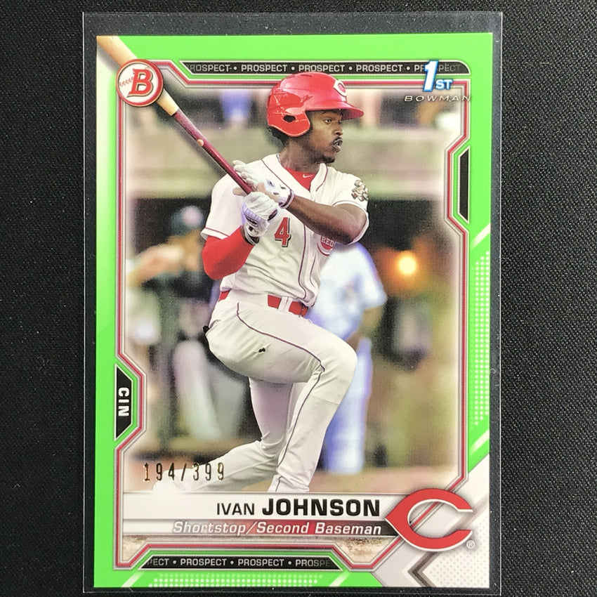 2021 Bowman Ivan Johnson Prospect 1st Bowman Neon Green Border /399