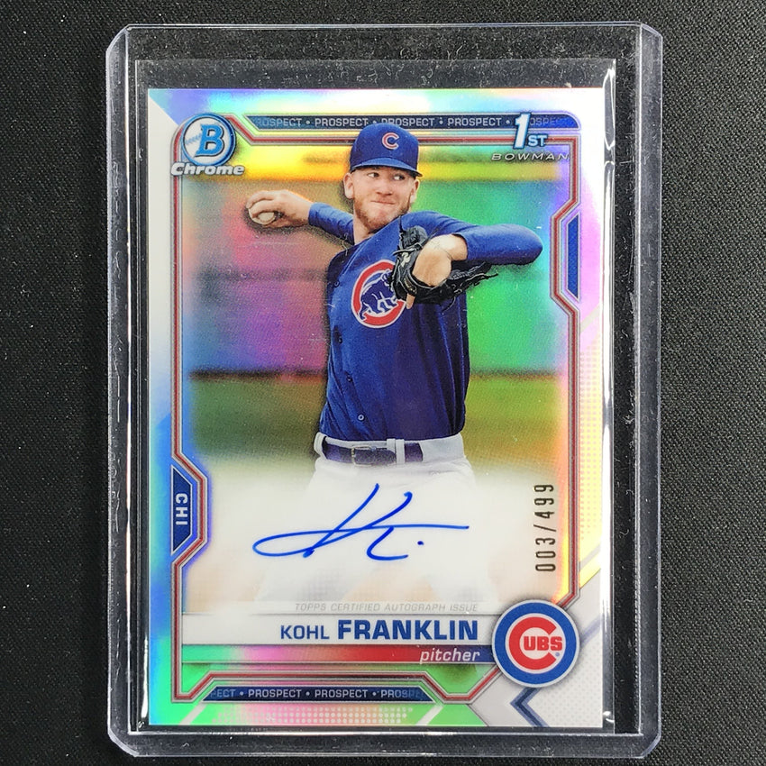 2021 Bowman Chrome Kohl Franklin Prospect 1st Bowman Autograph Refractor 3/499