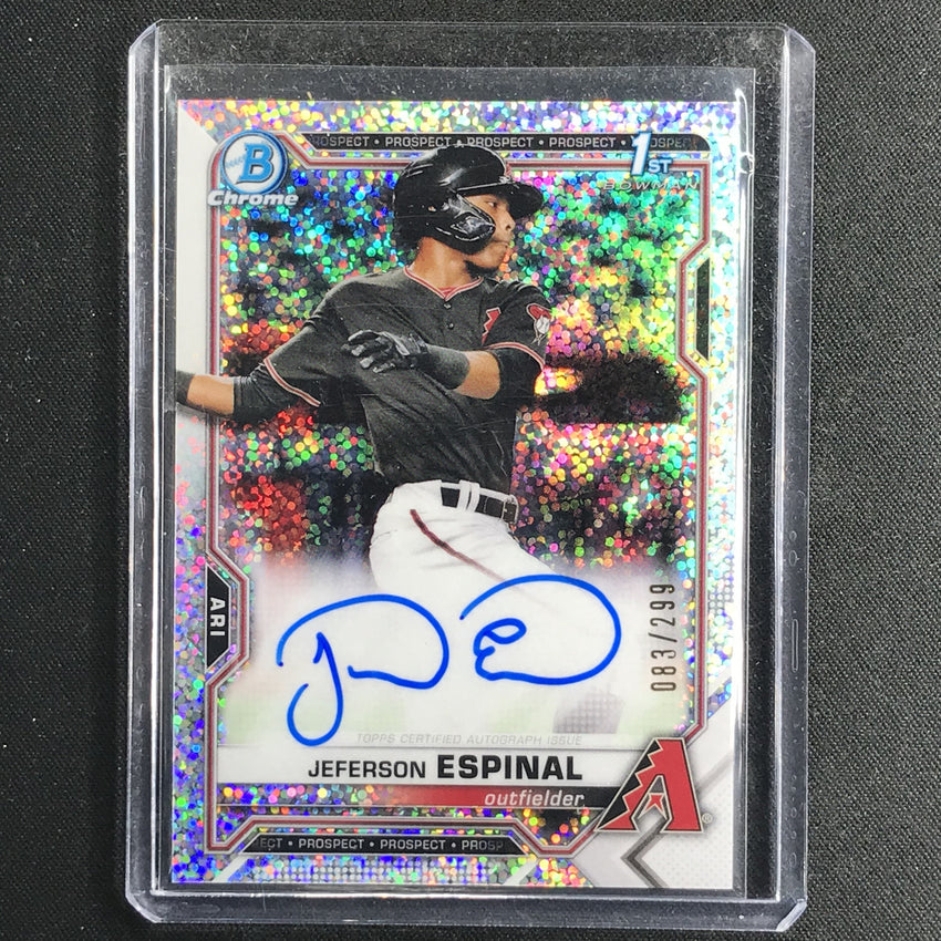2021 Bowman Chrome Jeferson Espinal Prospect 1st Bowman Autograph Speckle 83/299