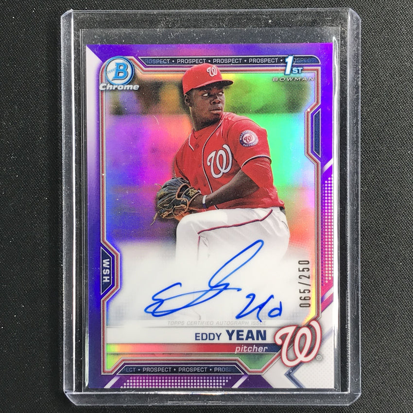 2021 Bowman Chrome Eddy Yean Prospect 1st Bowman Autograph Purple 65/250