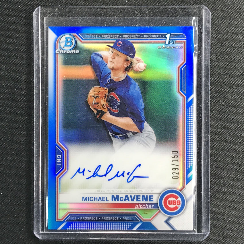 2021 Bowman Chrome Michael Mcavene Prospect 1st Bowman Autograph Blue 29/150