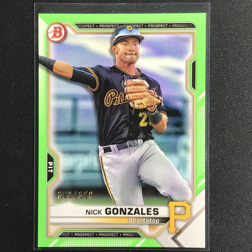 2021 Bowman Nick Gonzales Prospect Neon Green Border /399