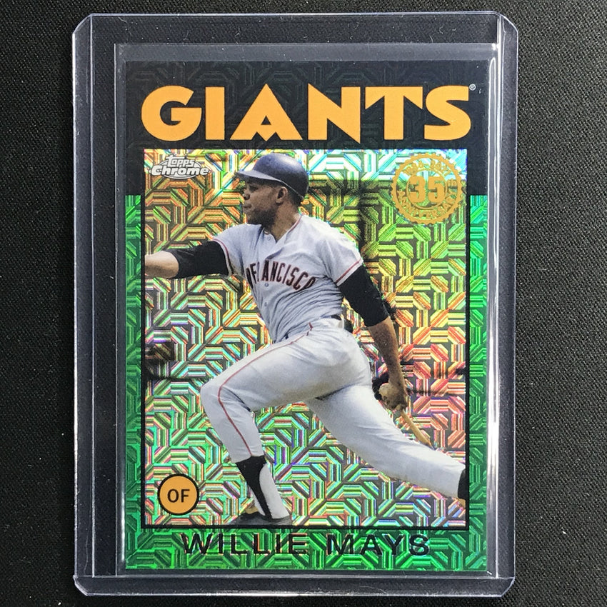 2021 Topps Chrome Willie Mays 1986 Silver Pack Mojo Series 2 Green 99/99
