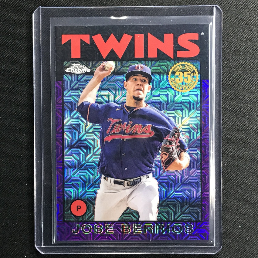 2021 Topps Chrome Jose Berrios 1986 Silver Pack Mojo Series 2 Purple 20/75