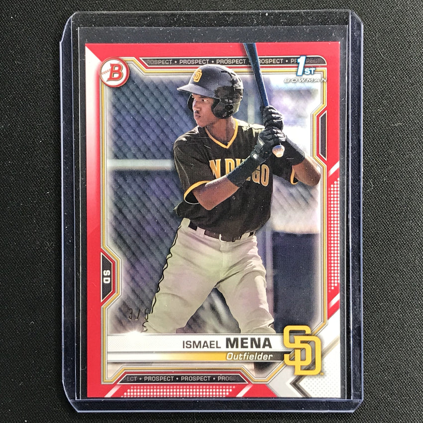 2021 Bowman Ismael Mena Prospect 1st Bowman Red Border 3/5