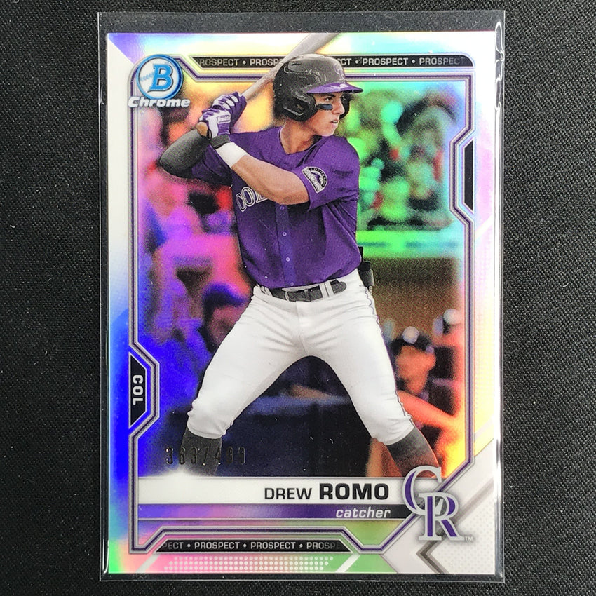 2021 Bowman Chrome Drew Romo Prospect Base Refractor /499