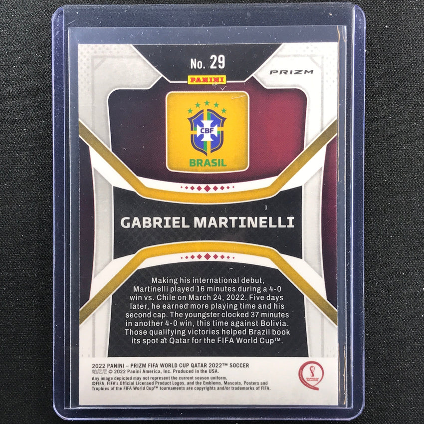2022 Prizm Fifa World Cup Qatar Gabriel Martinelli Rookie Choice Elephant Sp No 29