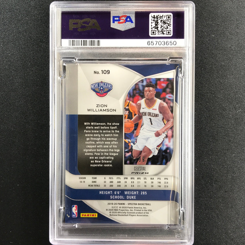 2019-20 Spectra Zion Williamson Rookie Celestial 66/99 PSA 10