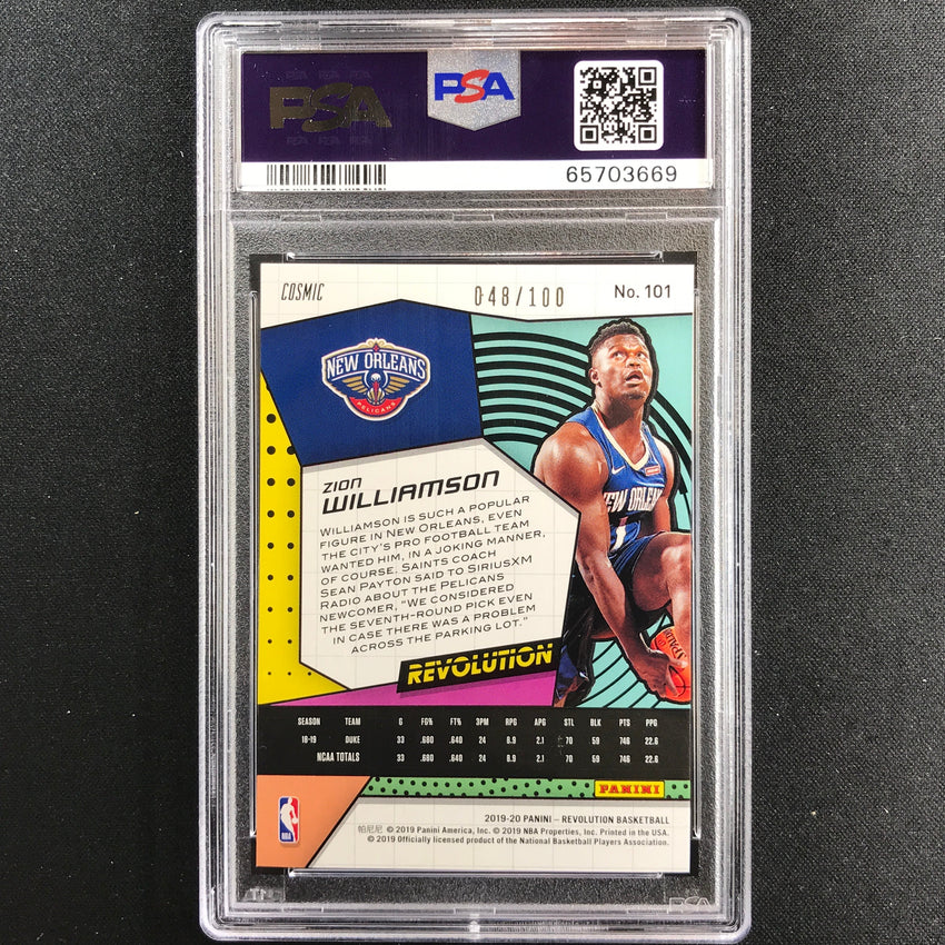 2019-20 Revolution Zion Williamson Rookie Cosmic 48/100 PSA 9