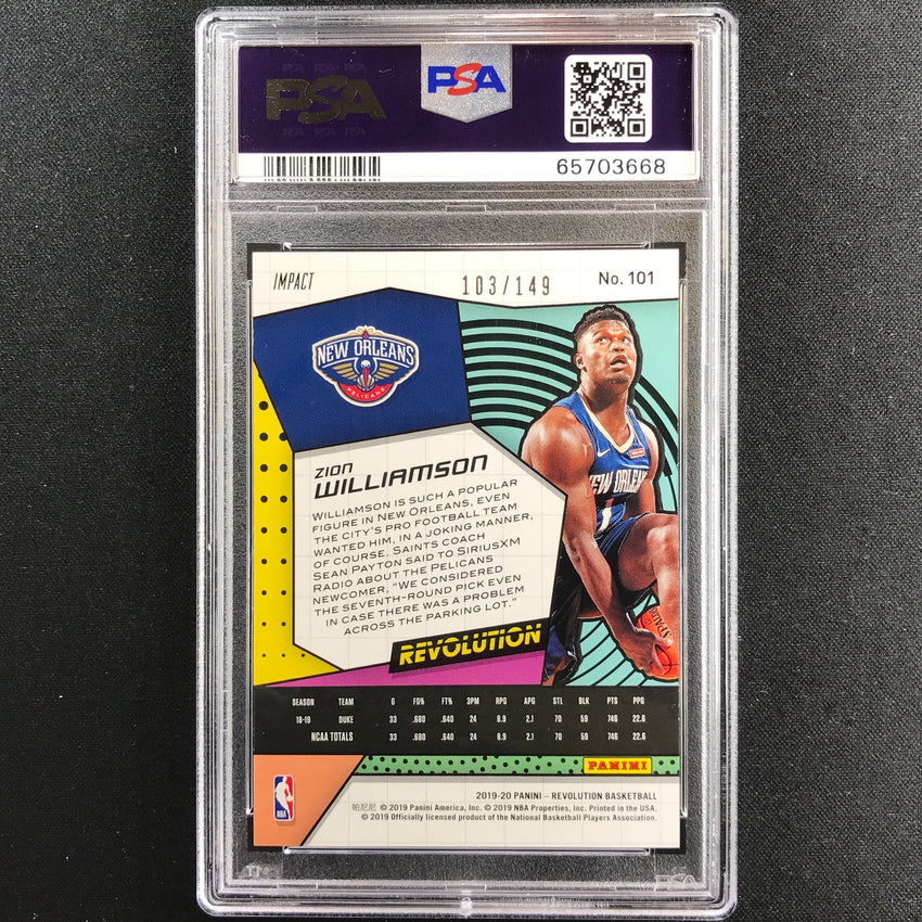 2019-20 Revolution Zion Williamson Rookie Impact 103/149 Psa 10