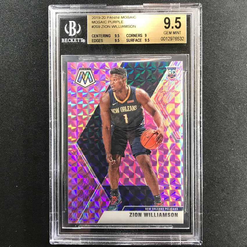 2019-20 Mosaic Zion Williamson Rookie Purple Prizm 34/49 BGS 9.5
