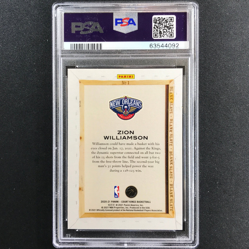 2020-21 Court Kings Zion Williamson Blank Slate Ssp No 1 PSA 10 092