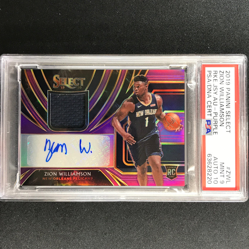 2019-20 Select Zion Williamson Rookie Jersey Auto Purple 41/99 Psa 9/10