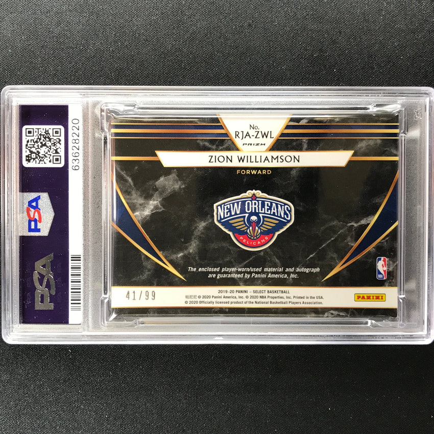 2019-20 Select Zion Williamson Rookie Jersey Auto Purple 41/99 Psa 9/10