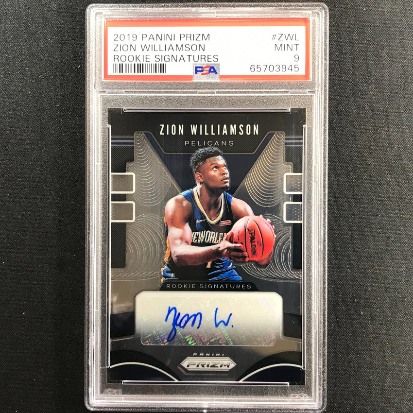 2019-20 Prizm Zion Williamson Rookie Signatures Auto No Zwl Psa 9 945