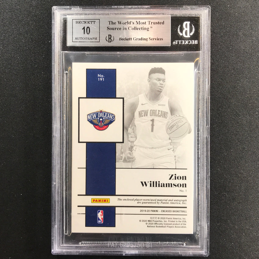 2019-20 Encased Zion Williamson Rookie Patch Auto Red 5/15 BGS 8.5