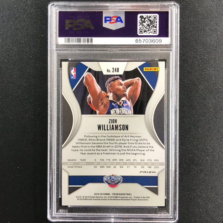 2019-20 Prizm Zion Williamson Rookie Silver Prizm No 248 Psa 10 609
