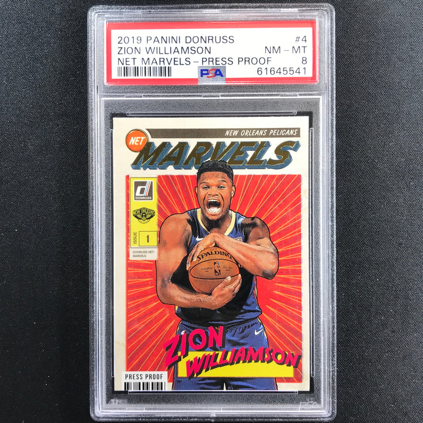 2019-20 Donruss Zion Williamson Net Marvels Press Proof Rookie No 4 PSA 8 541