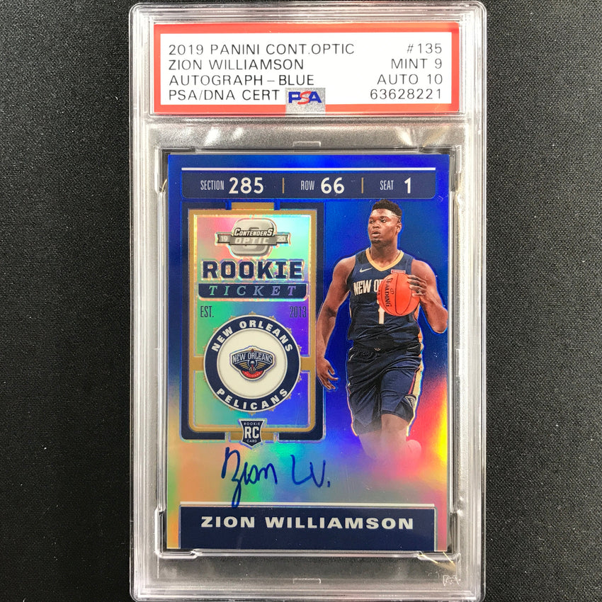 2019-20 Contenders Optic Zion Williamson Rookie Ticket Auto Blue 16/35 PSA 9/10