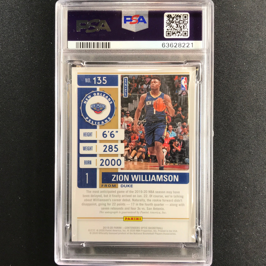 2019-20 Contenders Optic Zion Williamson Rookie Ticket Auto Blue 16/35 PSA 9/10