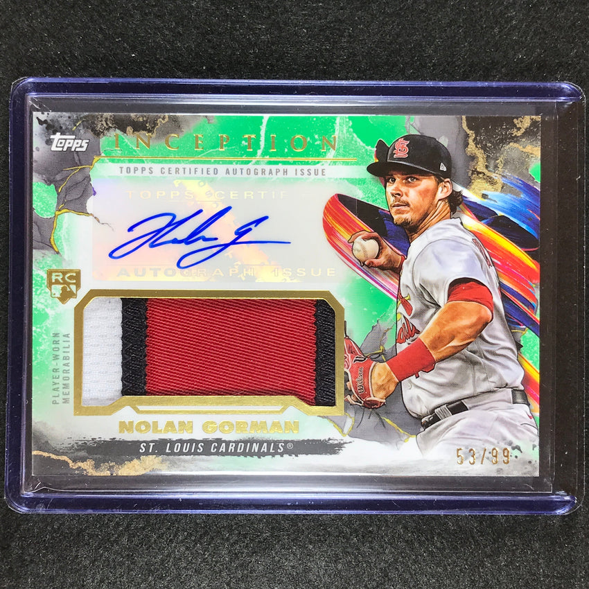 2023 Inception Nolan Gorman Rookie Patch Auto Green 53/99