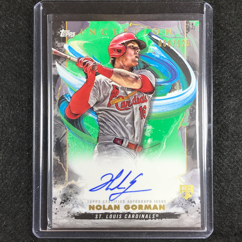 2023 Inception Nolan Gorman Rookies And Emerging Stars Auto Green 6/125