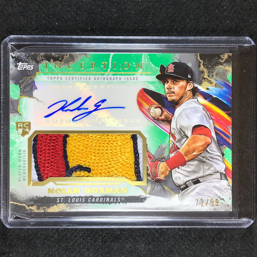 2023 Inception Nolan Gorman Rookie Patch Auto Green 72/99