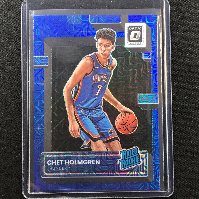 2022-23 Donruss Optic Chet Holmgren Rated Rookie Choice Blue Mojo 11/24