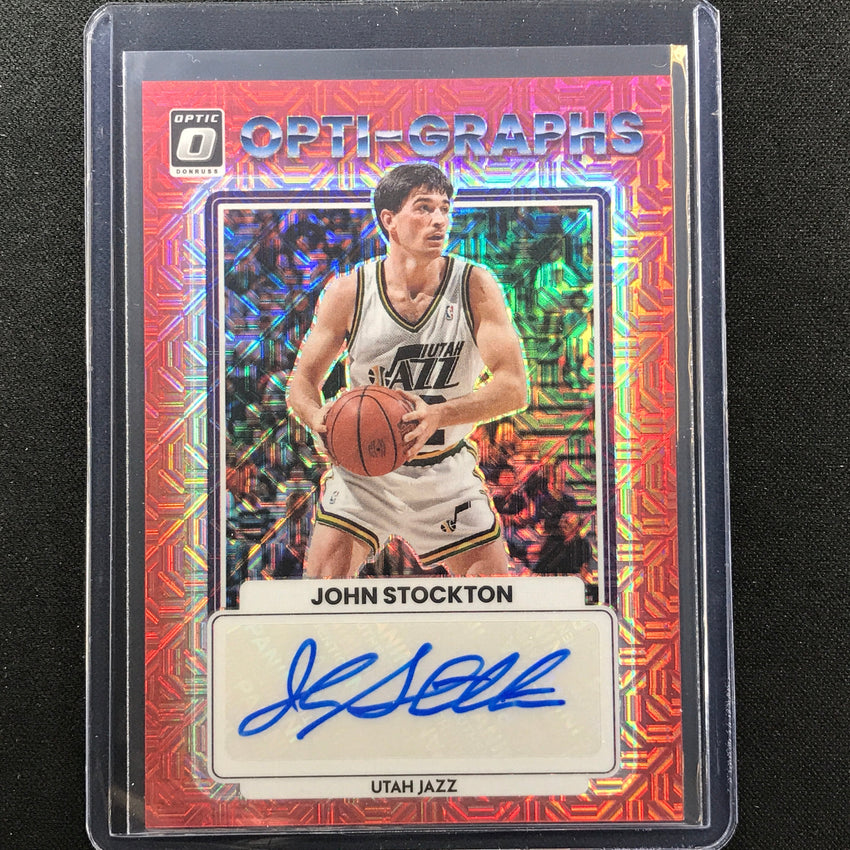 2022-23 Donruss Optic John Stockton Opti-graphs Auto Choice Red No Jst