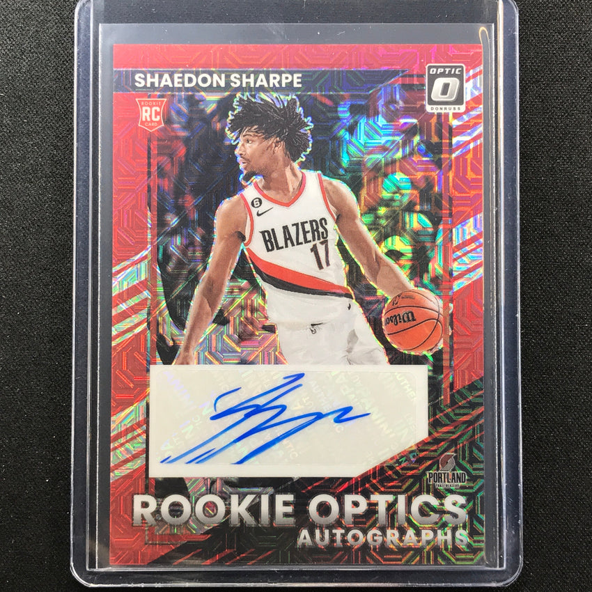 2022-23 Donruss Optic Shaedon Sharpe Rookie Optics Auto Choice Red No Ssp